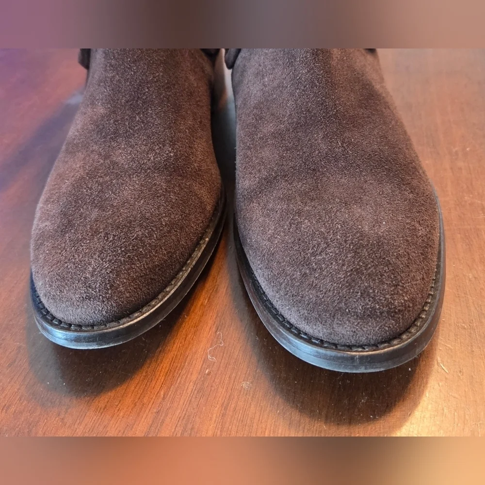 Aquatalia Oliviera Weatherproof Suede Pull-On Booties Boots Brown Size 5